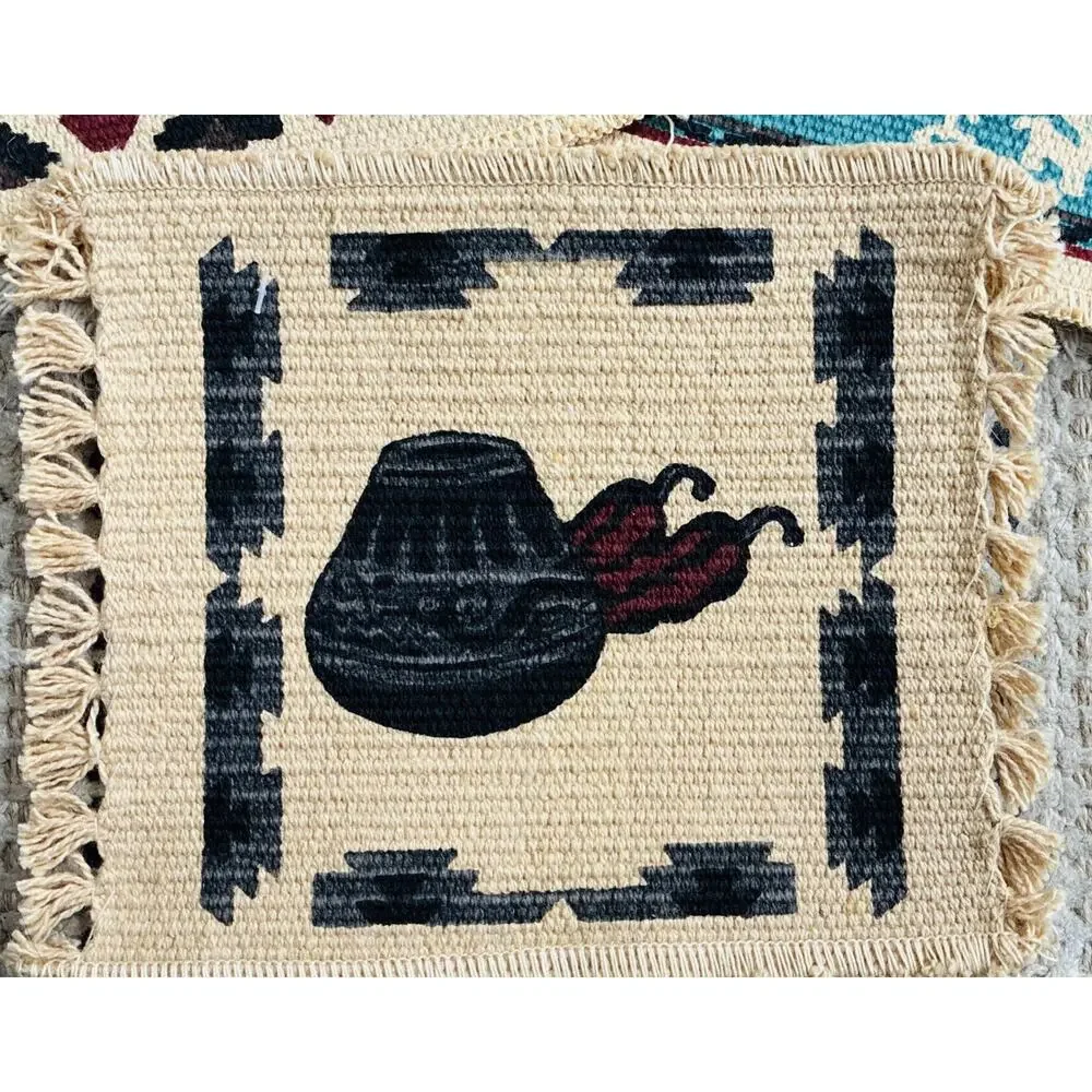 Set of 5 Woven Coasters Small Southwest Aztec Native Am Style Mats 4-5”
